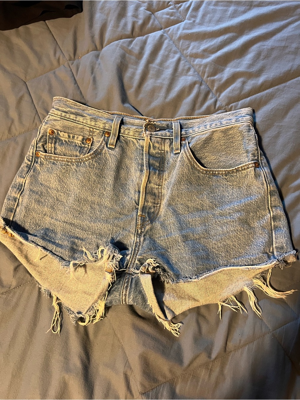 Levi's Light Blue Distressed Denim Cutoff Shorts